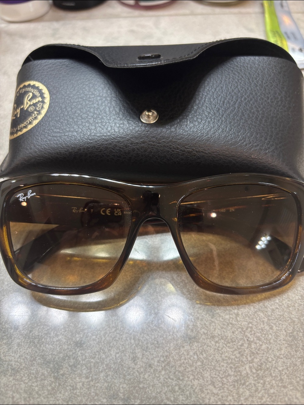 Ray-Ban Tortoiseshell Sunglasses with Dark Gray Lenses - Picture 2 of 7